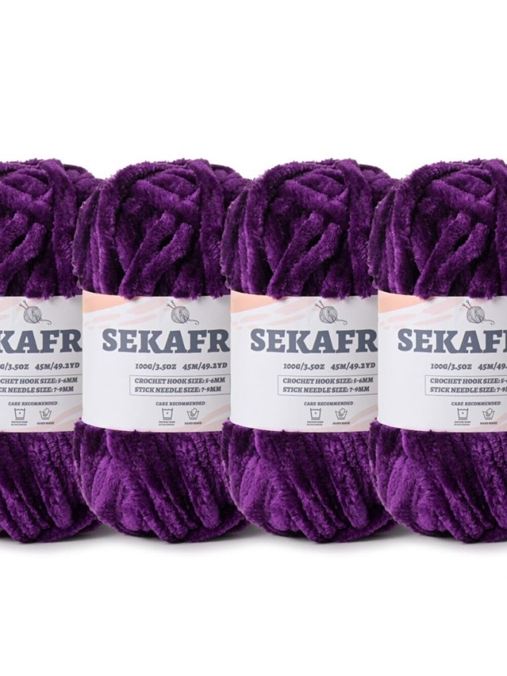 Chenille Velvet Soft Yarn Deep Purple 4 Pack
